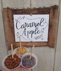 Delicious Caramel apples made with Honeycrisp apples at Hafs Road Orchard.